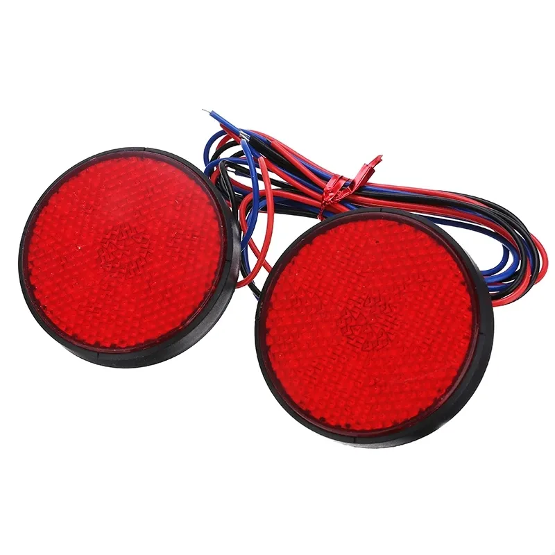 Reflector redondo para motocicleta, luz de señal de giro con lente roja, 12V, 24LED, para freno trasero de motocicleta, Lámpara decorativa de parada