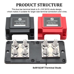 <strong>400A</strong> 48VDC Dual Modular Tinned Heavy Duty Copper <strong>Busbar</strong> M8/M10 Stud for Solar Power Distribution Fuse Components - Product Image 3