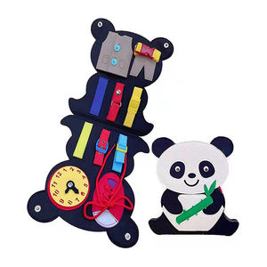 Panda Quiet Activity <strong>Book</strong> 12 <strong>Basic</strong> Skills Buckle Board for Toddlers Developing Motor Cognitive Sensory Zipper Button Snap Toy - Product Image 2