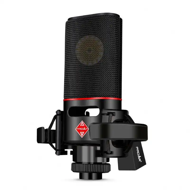Micrófono de estudio profesional FANGDONG 48V soporte de choque XLR cardioide para transmisión de Karaoke y juegos