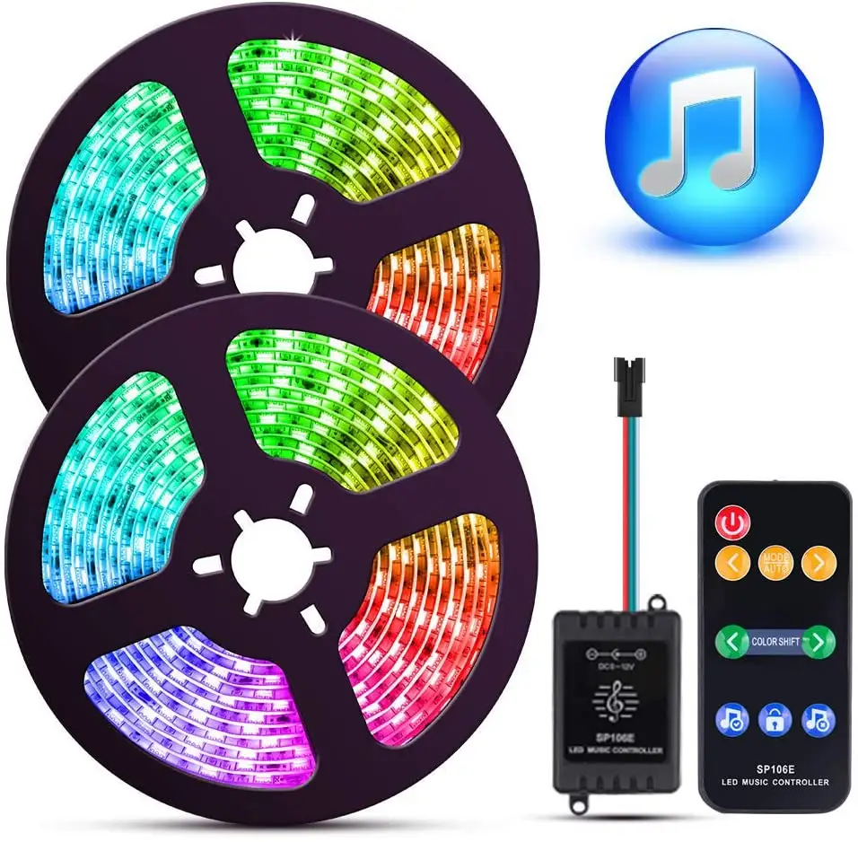 Bande lumineuse rgb led multicolore, 5m, 12 v, 5050 ip65, ruban de lumière flexible avec télécommande wifi, 5050, offre spéciale