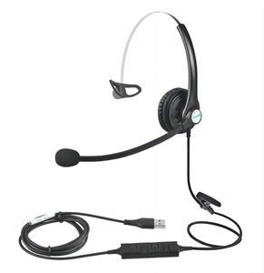 Auriculares con cable y cancelación de ruido para ordenador y PC, audífonos de un solo oído con conector USB y micrófono para centro de llamadas - Product Image 6