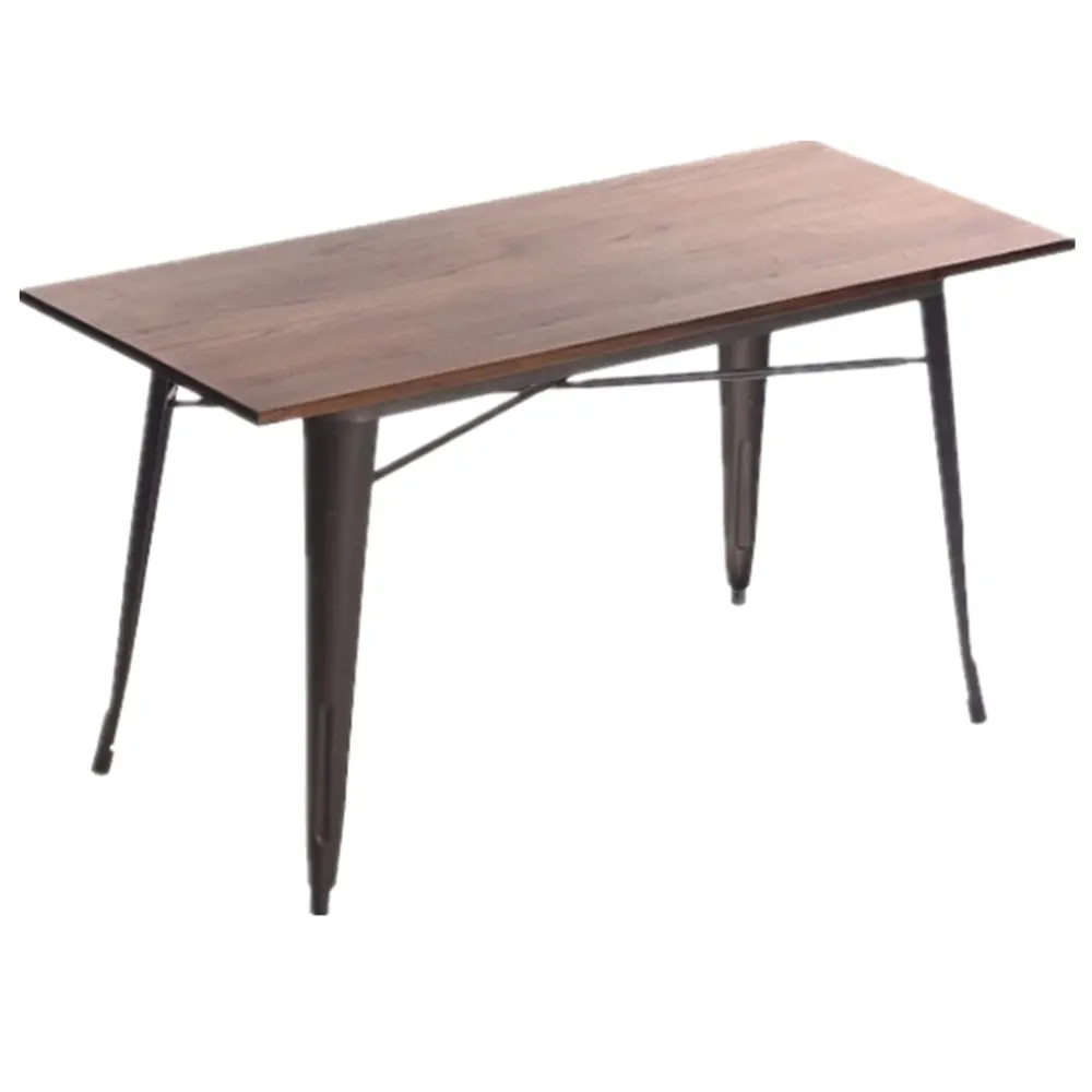 धातु के पैरों के साथ थोक सस्ते अच्छी गुणवत्ता वाले ठोस लकड़ी के शीर्ष डाइनिंग टेबल
