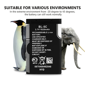 3.7V 1200mAh סוללה BL-5C BL5C BL 5C נטענת סוללות עבור Nokia 2112 2118 2255 2270 <span class=keywords><strong>2280</strong></span> 2300 2600 2610 3125 3230 1pcs
