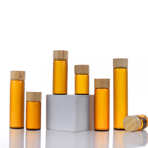 Boş 5ml 8ml 10ml 12ml 15ml 20ml 25ml cam şişeler açık kehribar Mini örnek cam şişeler ile bambu vidalı kapak - Product Image 4