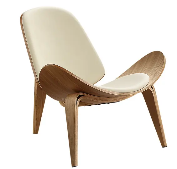 Nordic ins creative simple designer shell chair smile airplane lounge chair with veneer ash walnut living room chair