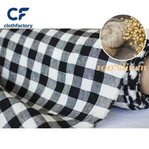 <span class=keywords><strong>Linen</strong></span> Màu Đen Với Trắng Kiểm Tra Châu Âu <span class=keywords><strong>Linen</strong></span> Sợi-Nhuộm Bông Vải Lanh Vải Sọc Vải - Product Image 1