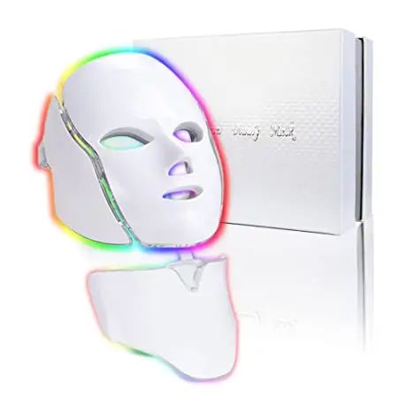 7 colori Light coreano Photon Therapy maschera per il viso terapia della luce rossa rimozione delle rughe dell'acne maschera facciale a LED di bellezza con collo