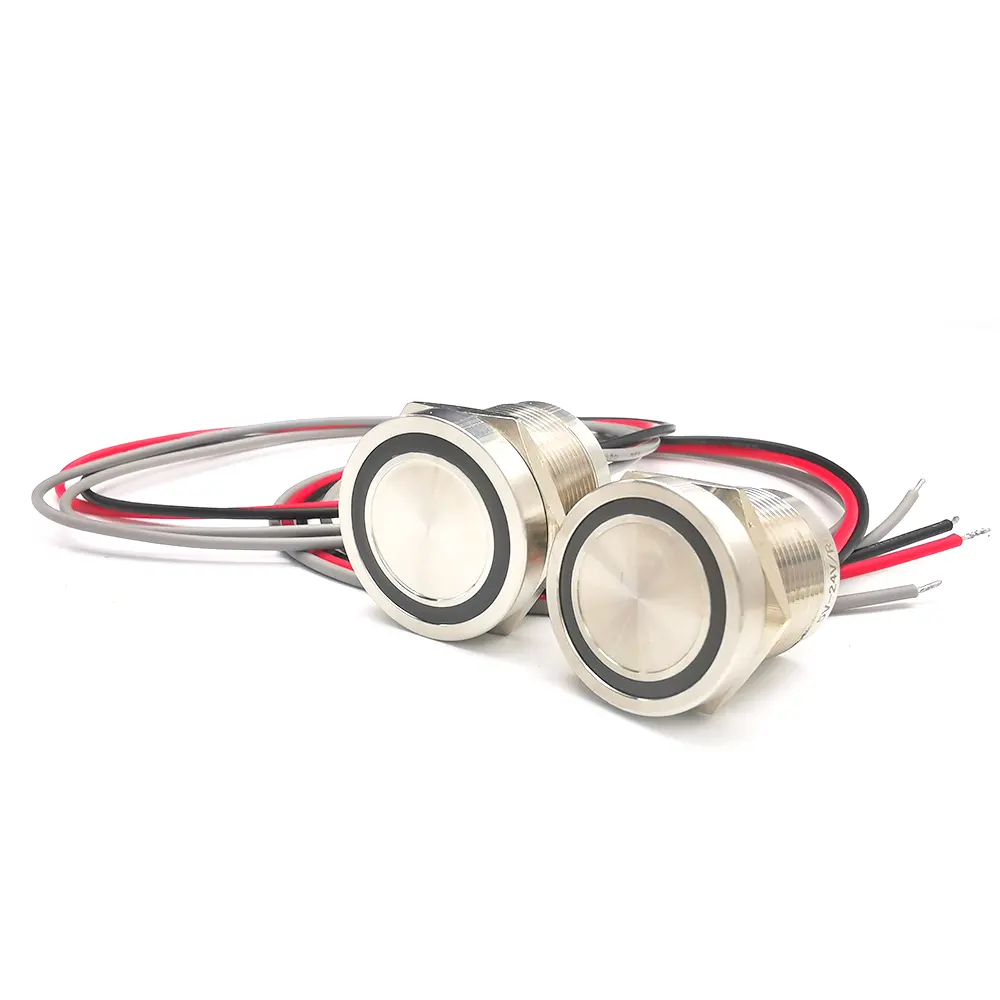 22mm Bi-color 12V Stainless steel 316l ip68 capacitive piezo on off touch switch Button