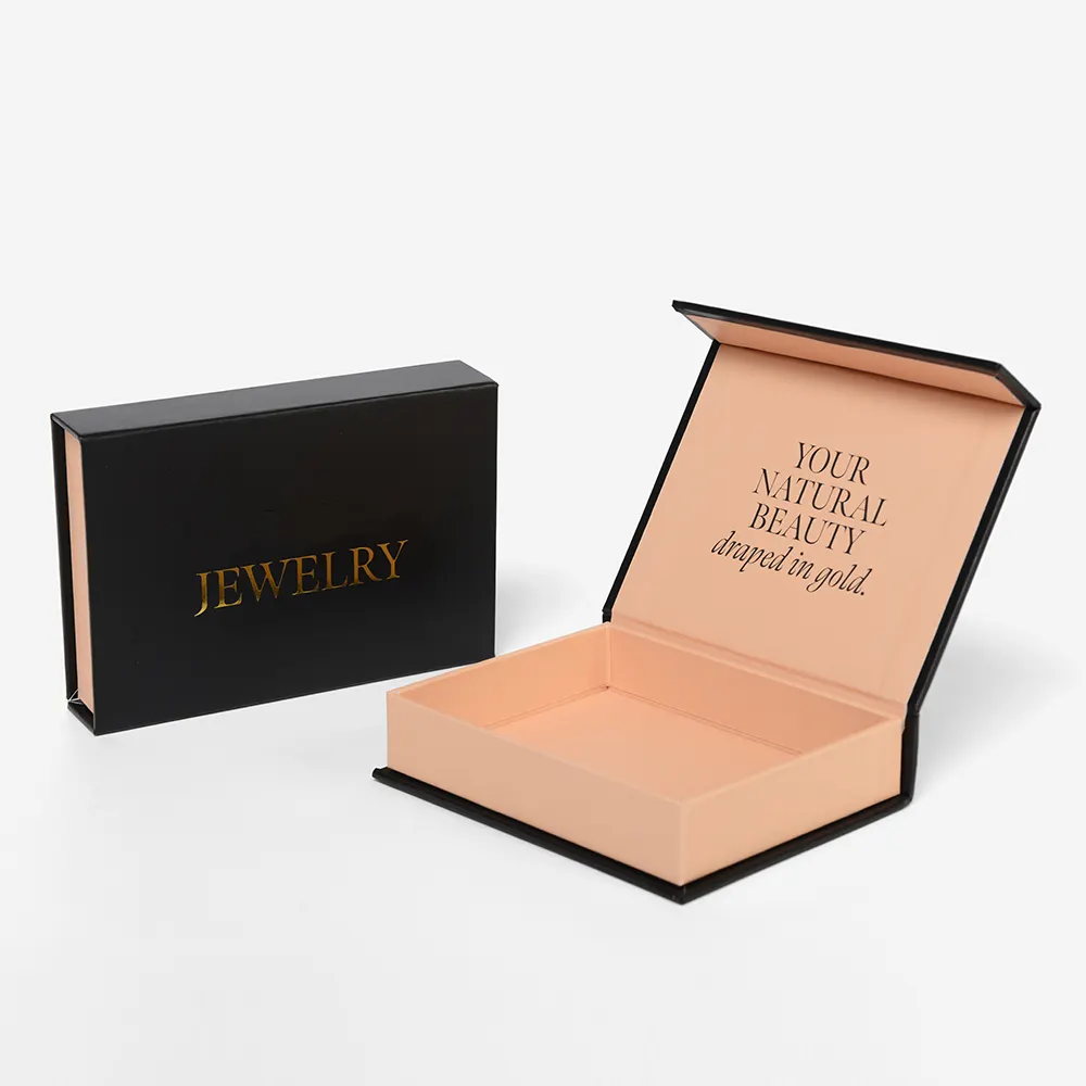 Emballage personnalisé en gros élégant noir petite boîte cosmétique boîte cadeau en papier magnétique pour l'emballage de soins de la peau