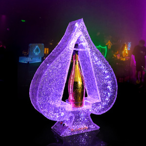 创意不锈钢发光二极管酒架夜光黑桃西方红酒展示架酒吧饮料浴缸冰桶派对