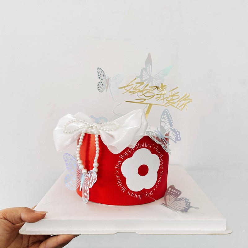 Bordure de fleurs rouges pour la fête des mères, 5 feuilles (laminées)