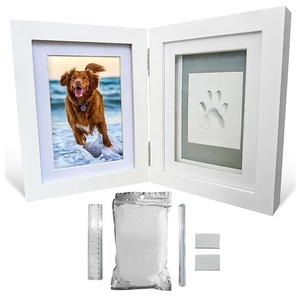 Paw Print Pet Keepsake Hinge Photo <strong>Frame</strong> and Clay UV Print Kit Extra-<strong>Large</strong> Air-Dry Imprint for <strong>DIY</strong> Tabletop Photos - Product Image 1