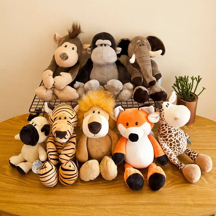 Brinquedo de pelúcia de elefante, atacado de fábrica, feito sob encomenda, selva, floresta, tigre, raposa, guaxinim, girafa