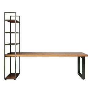 Diseño moderno de escritorio de madera maciza para computadora, equipado con escritorio de estantería integrado, adecuado para dormitorio familiar o uso en habitación - Product Image 1