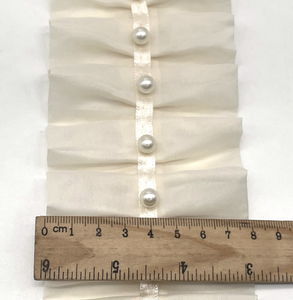 Zsy thời trang hai lớp đính cườm ngọc trai Voan Xếp Li <span class=keywords><strong>Ruffle</strong></span> vải tuyn ren trang trí theo sân - Product Image 5