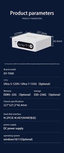 INYUDA Mini <span class=keywords><strong>PC</strong></span> Intel Core Ultra-5-125H 8GB RAM ve 256GB SSD mavi Win10/11 ile donatılmış oyun ve eğlence için mükemmel
