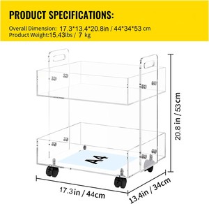 Modern basit yüksek şeffaflık üç kat çok işlevli gıda çay arabaları akrilik arabası - Product Image 2
