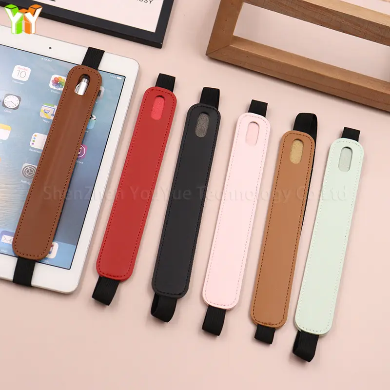 PU Leather Notebook Pen Holder Portable Tablet Pencil Case Pen Sleeve Pouch with Elastic Band for Ipad