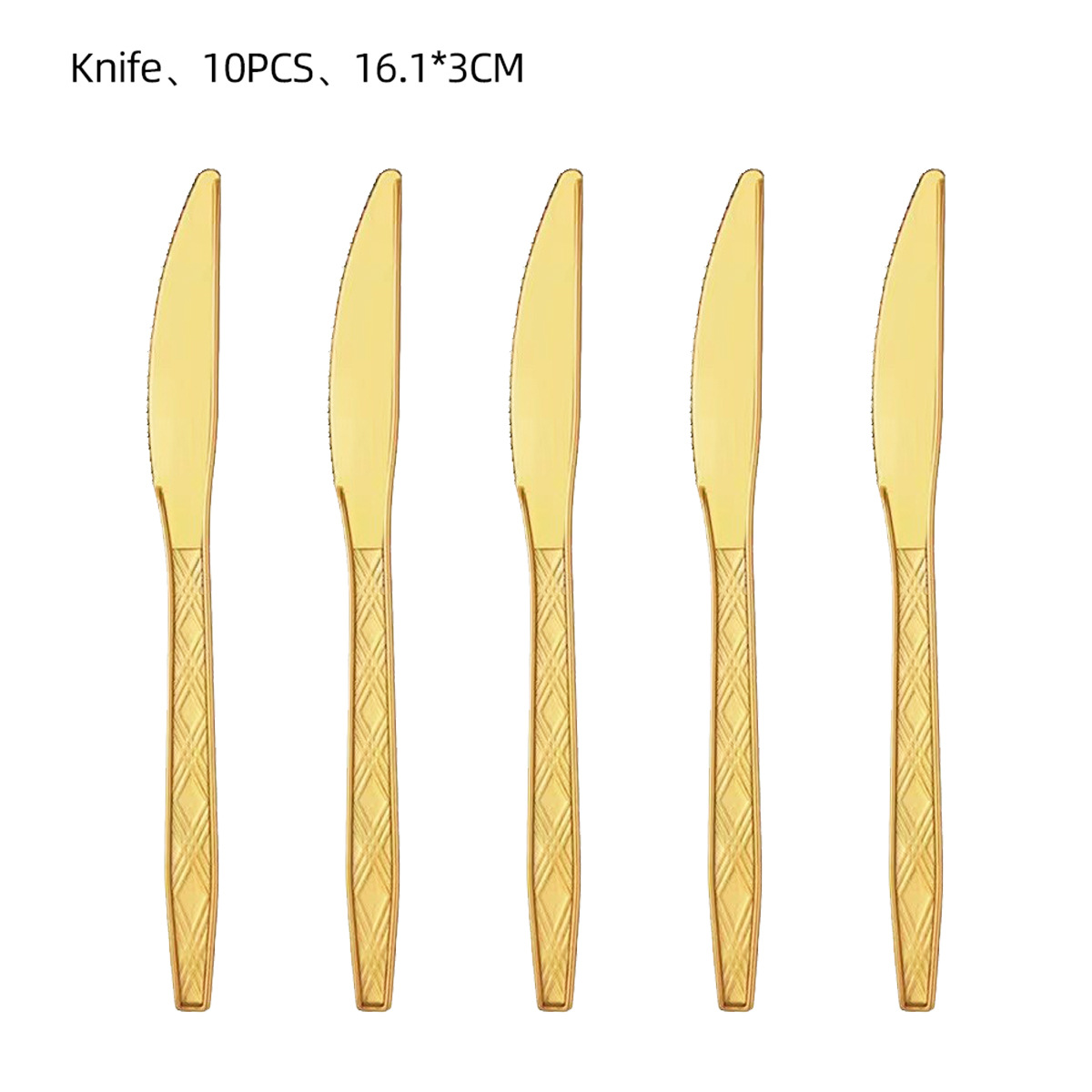 Cuchillo de plástico dorado-10 piezas