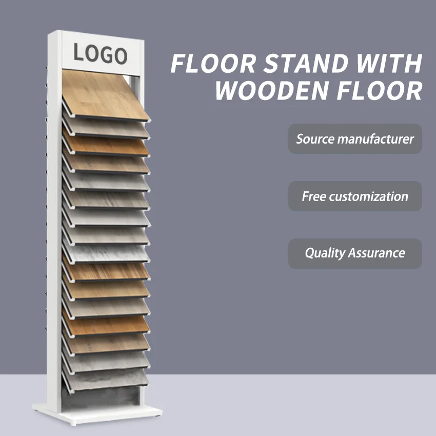 Tsianfan Exhibit Wooden Floors Showroom Hardwood Sample Floor Stand Multi-Layer Parquet Tower Rack Wood Flooring Display Stands