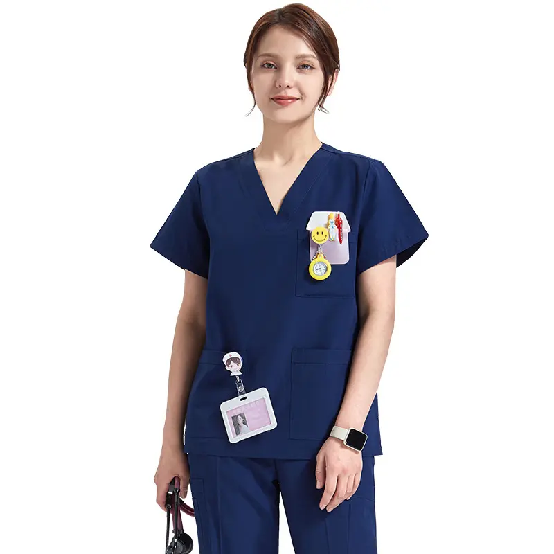 Uniforme médico de manga curta para homens e mulheres, uniforme de enfermeira, roupa para lavar as mãos, roupa médica