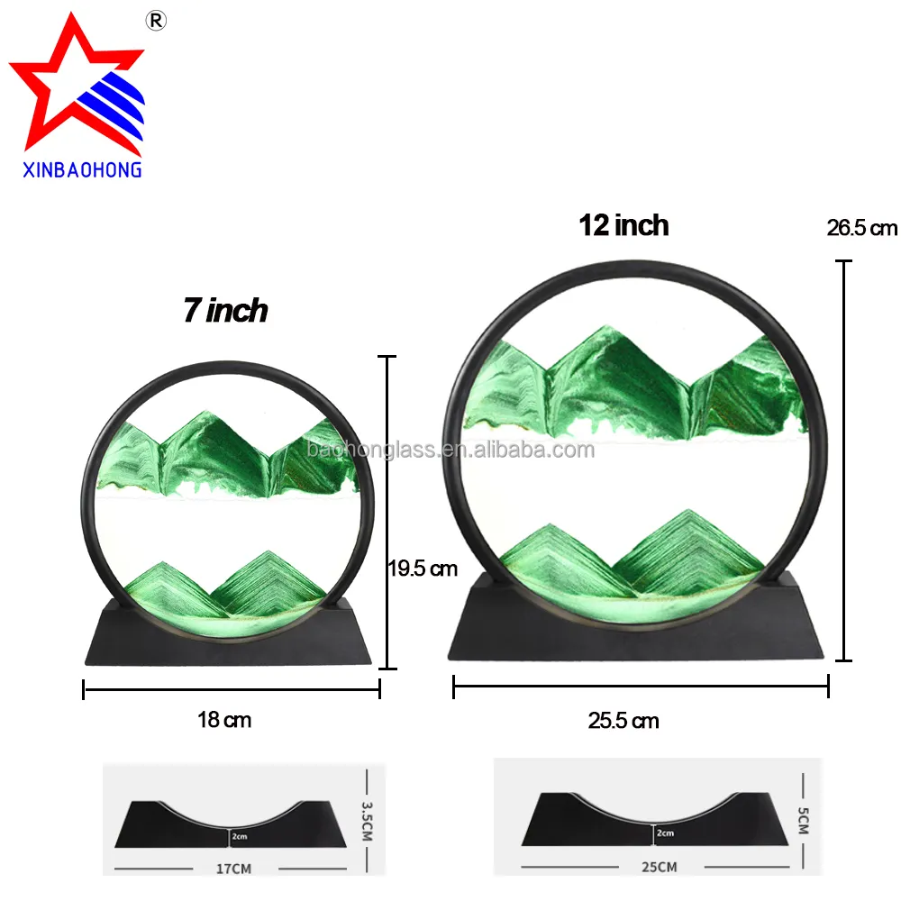 XINBAOHONG Liquid Motion Moving Sand Kunst Bild Rundes Glas 3D Sanduhr Tiefsee Sand landschaft 7 Zoll 12 Zoll Für Wohnkultur