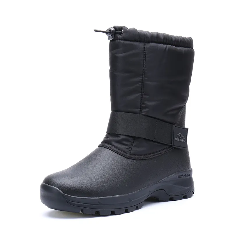 Nuevas Ideas de productos Zapatos de nieve antideslizantes negros con botas de invierno de piel para hombres