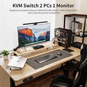 TESmart 2端口KVM交换机套件HDMI 4K60Hz带USB 3.0扩展坞EDID 2 PCs 1显示器2进1出KVM交换机 - Product Image 2