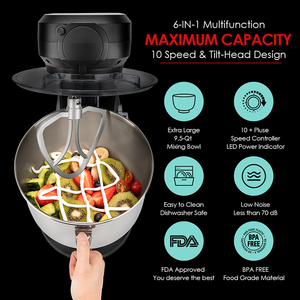 3 IN 1 tezgah mikseri Tilt-Head çok fonksiyonlu 7.5 QT elektrikli mikser ile çırpıcı, hamur kanca, çırpma teli, kıyma makinesi - Product Image 5