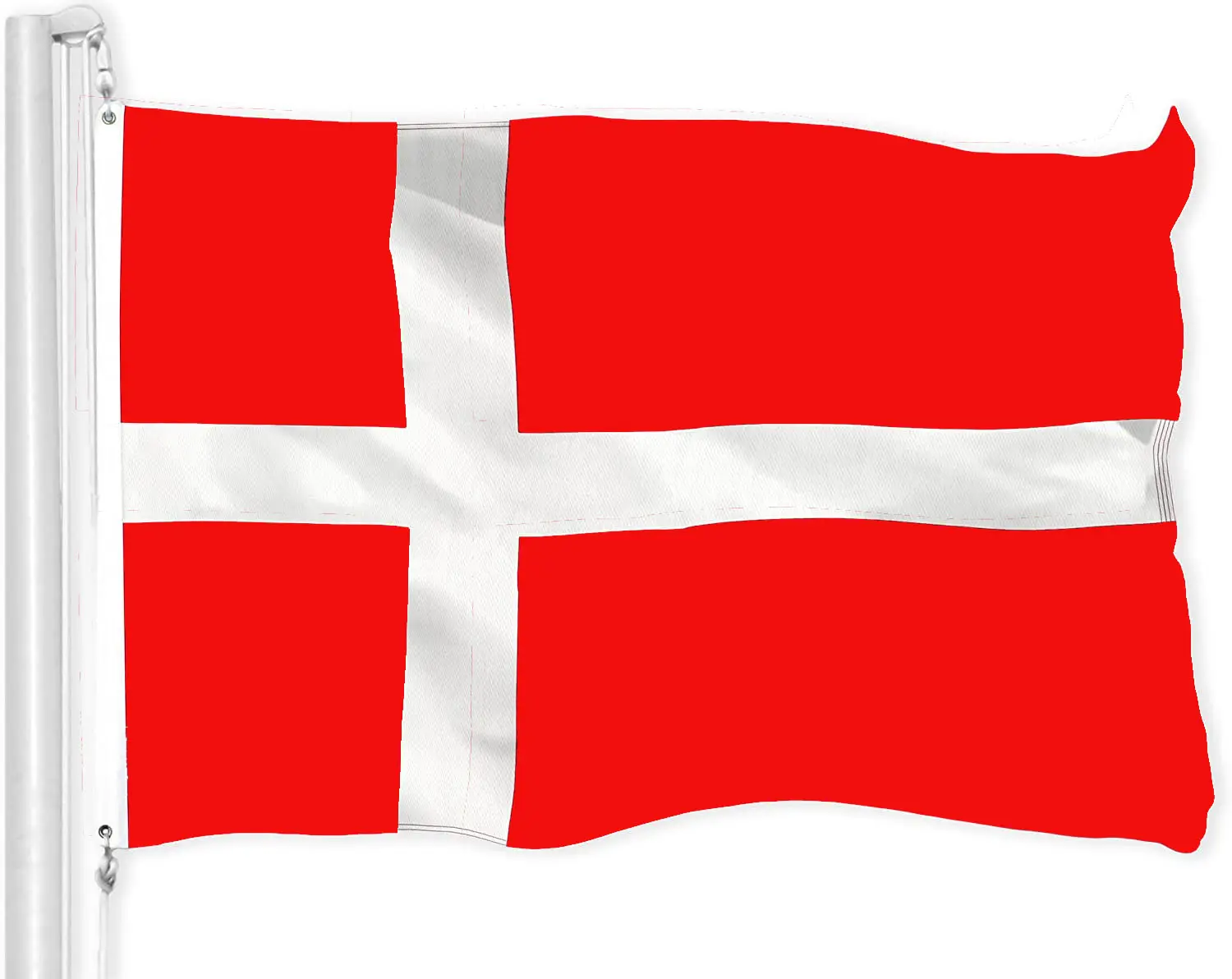 Banderas bordadas personalizadas para exteriores Banderas de poliéster de país Nylon 3X5 pies Bandera danesa de Dinamarca