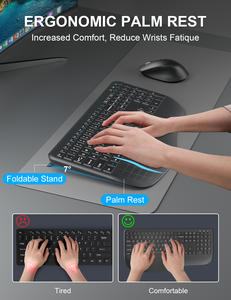 Precio bajo Soporte de fábrica Bajo MOQ OEM ODM BT Receptor USB Combo de teclado y mouse inalámbrico 2,4G Teclado de computadora Uso Oficina