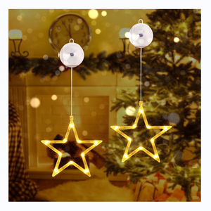 Luces de Navidad de estrellas LED, luces de cadena de ventana con pilas con ventosas, temporizador, para decoración de Navidad interior - Product Image 1