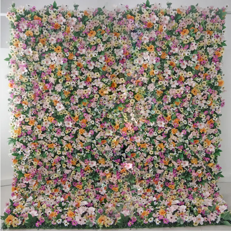 8ftx8ft الأبيض لينة الوردي الأخضر الأرجواني استحى ألوان flowerwall خلفية ديكور فندقي منزلي روز و الفاوانيا زهرة ألواح للحائط