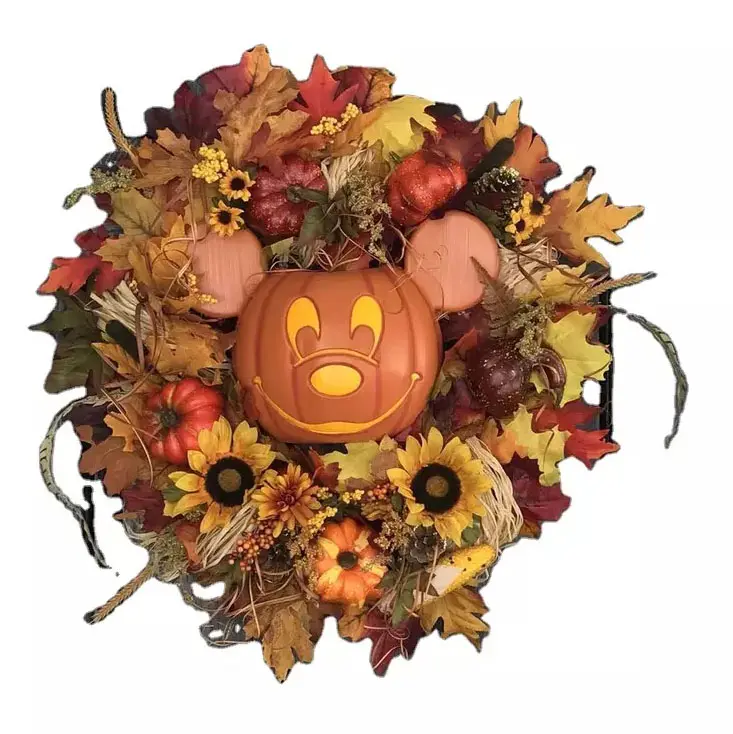 Nicro-guirnalda de fieltro hecha a mano para Halloween, accesorios de calabaza, flor, maceta, para puerta guirnalda, decoraciones colgantes de otoño