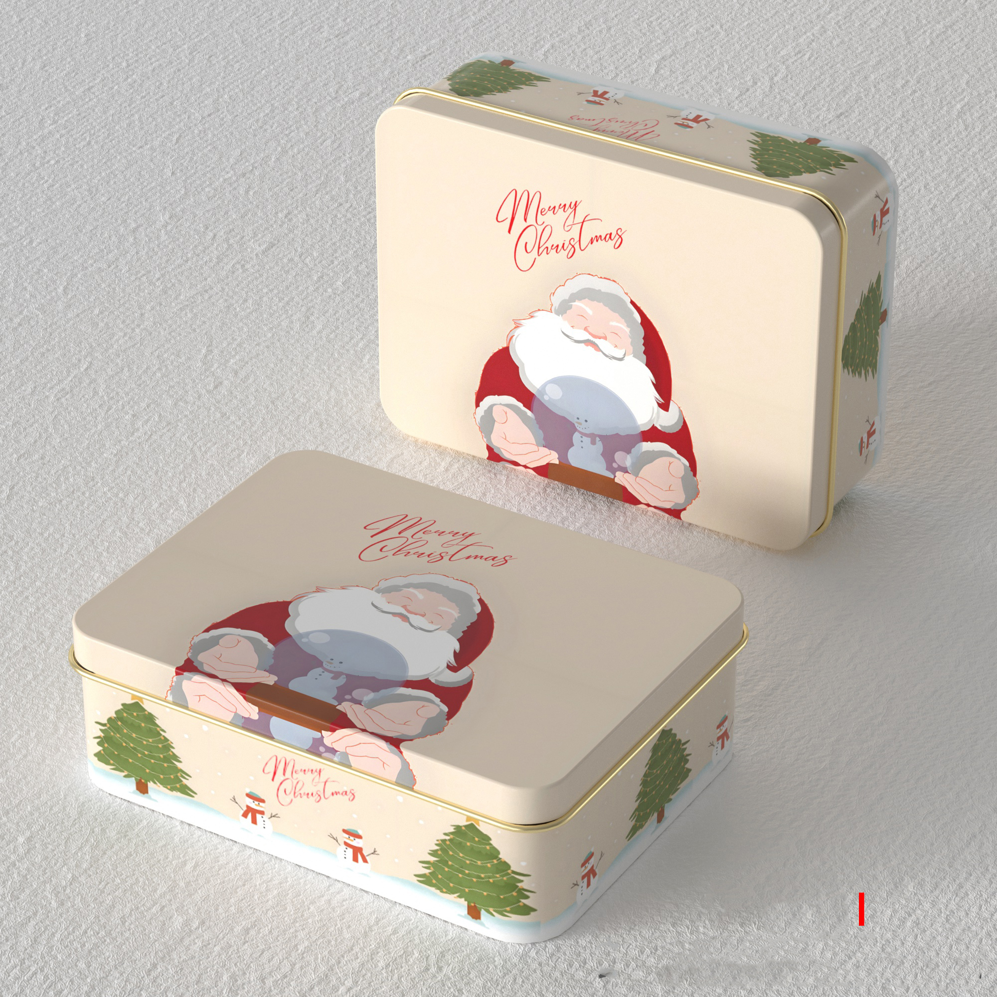 I Beige tin with santa claus