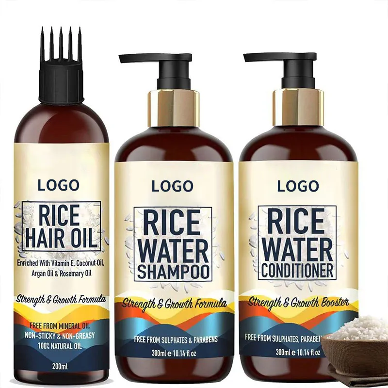 Fermentiertes Reiswasser Haaröl Shampoo Conditioner Private Label Organic Strength Growth Haar behandlung Haarpflege
