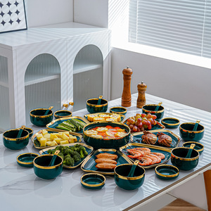 セラミック家族再会食器セットホワイトプレート卓上組み合わせ収集用ネット赤皿盛り合わせ - Product Image 2