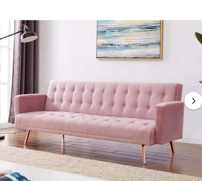 Nouvelle arrivée design simple 3 places canapé-lit velours tissu rose salon canapé