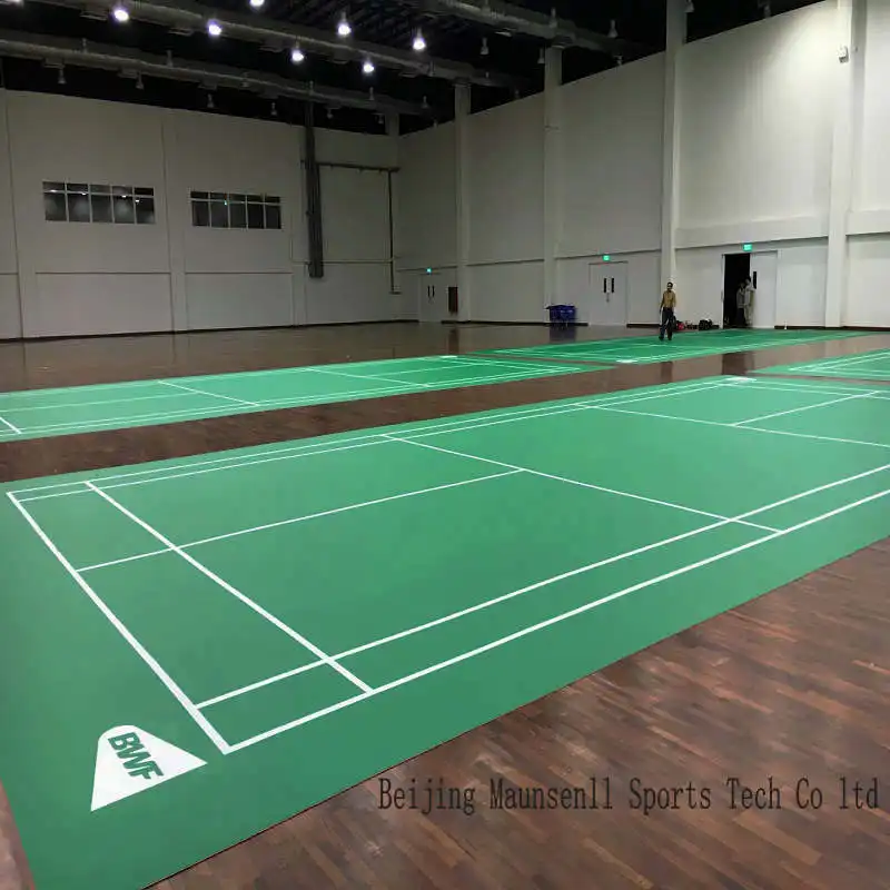 Lapangan Badminton Gulungan PVC Dalam dan Luar Ruangan Digunakan Permukaan Lantai Olahraga