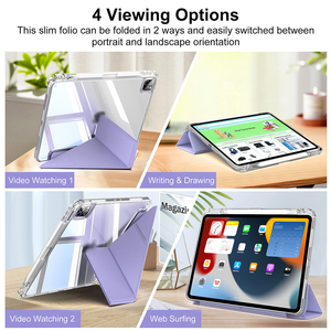 适用于iPad Pro 11兼容平板电脑外壳的透明电脑聚氨酯皮革键盘外壳，带柔软边缘和笔槽，适合睡眠使用 - Product Image 5