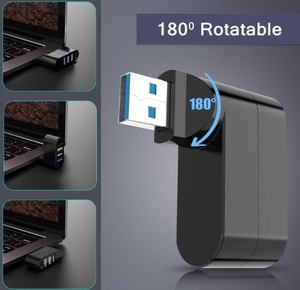 4-พอร์ต USB ฮับ3.0 90 °/180แยก USB หมุนได้ ° องศากับ3พอร์ต USB-A และ1 USB C power/ พอร์ตข้อมูล USB Extender สำหรับแล็ปท็อป - Product Image 6