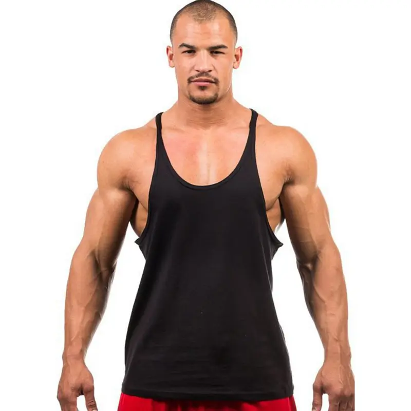 Custom Wholesale Fitness Sports Workout Gym Clothing Tank Top Bodybuilding Stringer Vest Custom Cotton Gym Mens Running Singlet