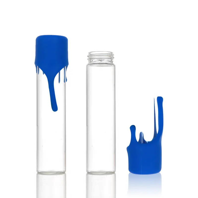 Garrafa de vidro à prova d'água, tubo de vidro transparente com 1oz para óleo cr e tampa de silicone resistente para crianças