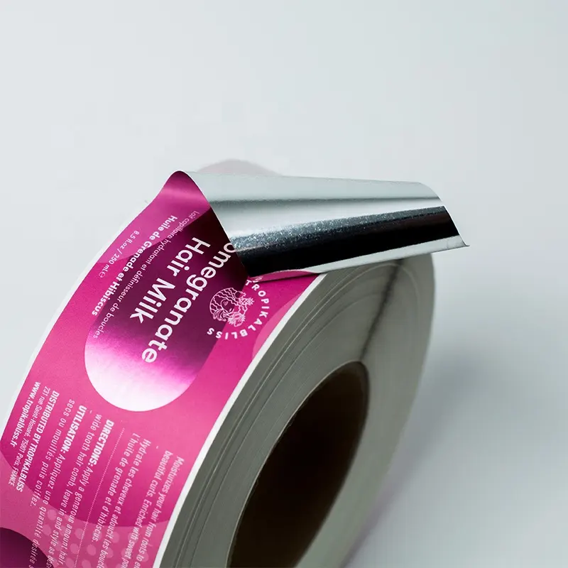 Benutzer definierte selbst klebende Silber Bopp Roll Aufkleber glänzende Soft-Touch-Druck flasche Etikett für Haaröl Produkt