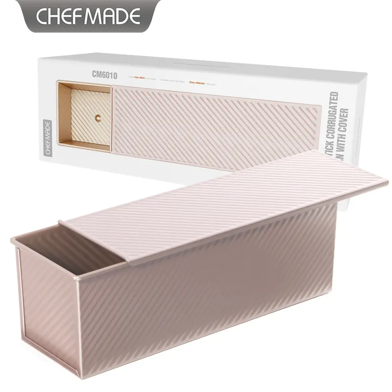 CHEFMADE CM6010 Antihaft-Back geschirr aus Kohlenstoffs tahl 1200G Antihaft-Wellpappen-Pullman-Brot-Backform mit Deckel