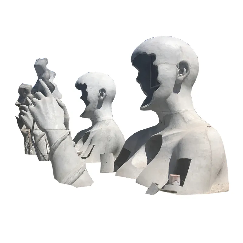 H5m GRC máscara facial escultura tamanho grande GRFC personagem estátua figura 3d para modelo de exibição de paisagem
