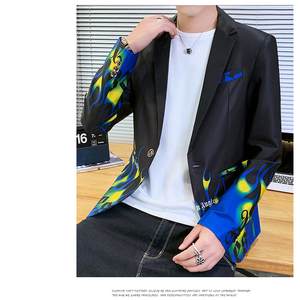 In Giải Trí Phù Hợp Với Người Đàn Ông Của Mùa Thu Mới Web Người Nổi Tiếng Cá Tính Áo Khoác Hàn Quốc Phiên Bản Mỏng Nhỏ Phù Hợp Với Đẹp Trai Duy Nhất Nút Phù Hợp Với - Product Image 2