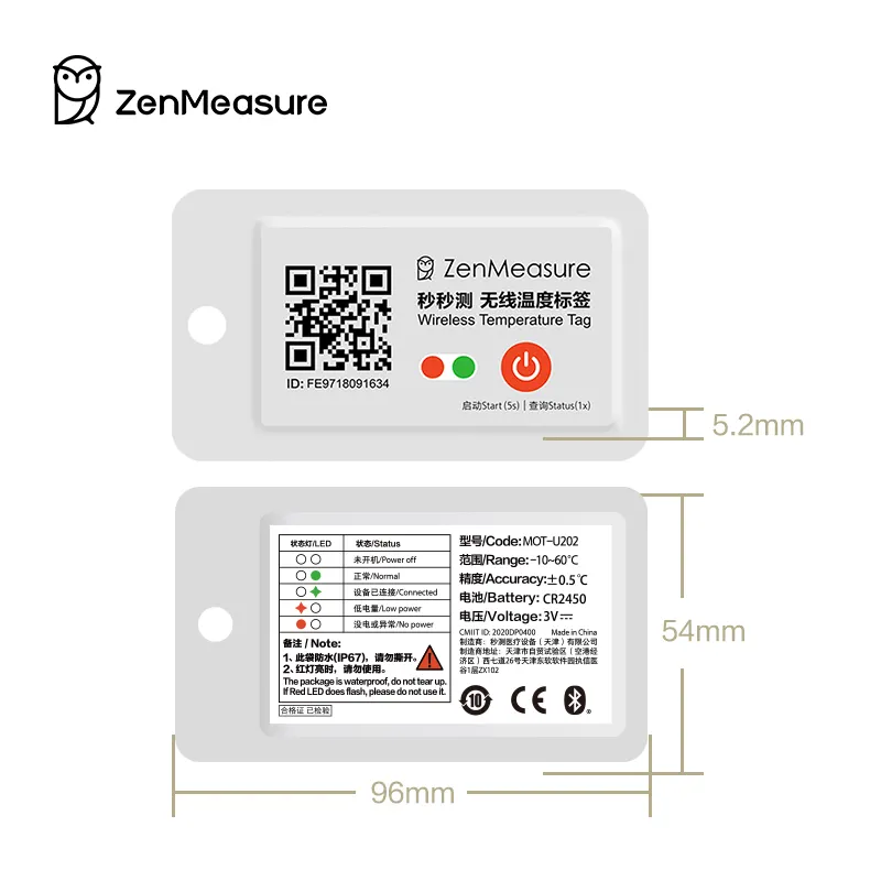 Zenmisuri di temperatura Wireless con Tag di temperatura a bassa temperatura per termometro per termometro industriale