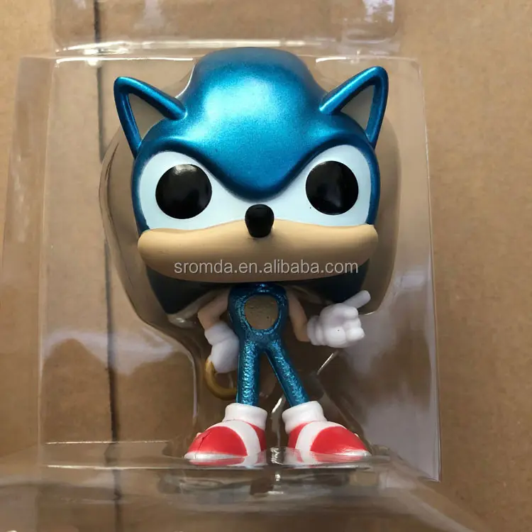 Funko POP çizgi film karakteri süper Sonic aksiyon figürü #283 ile Sonic halka PVC koleksiyon Model oyuncaklar